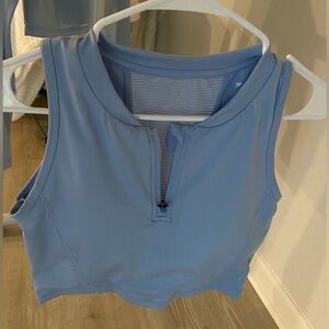 Blue activewear zip front tank top